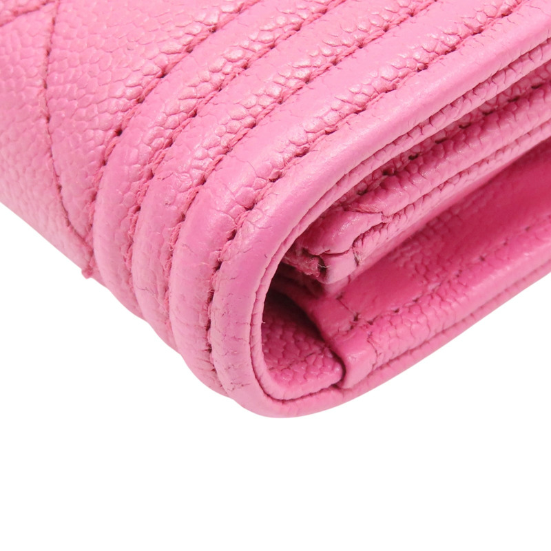 粉色 菱格紋 牛皮 flap card case 扣式短夾【CHANEL 香奈兒】 A80603 RR1520-9