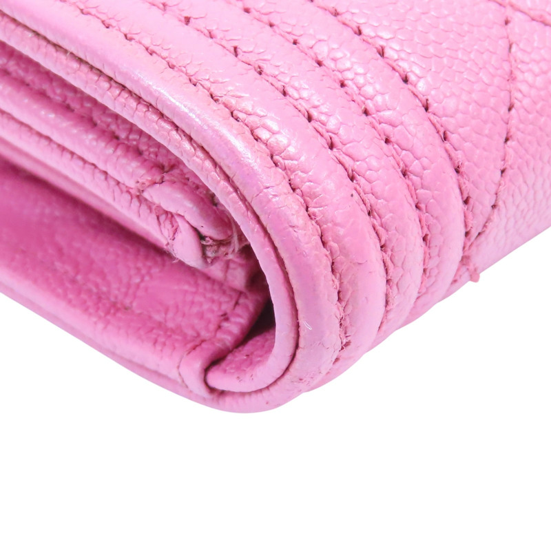 粉色 菱格紋 牛皮 flap card case 扣式短夾【CHANEL 香奈兒】 A80603 RR1520-10