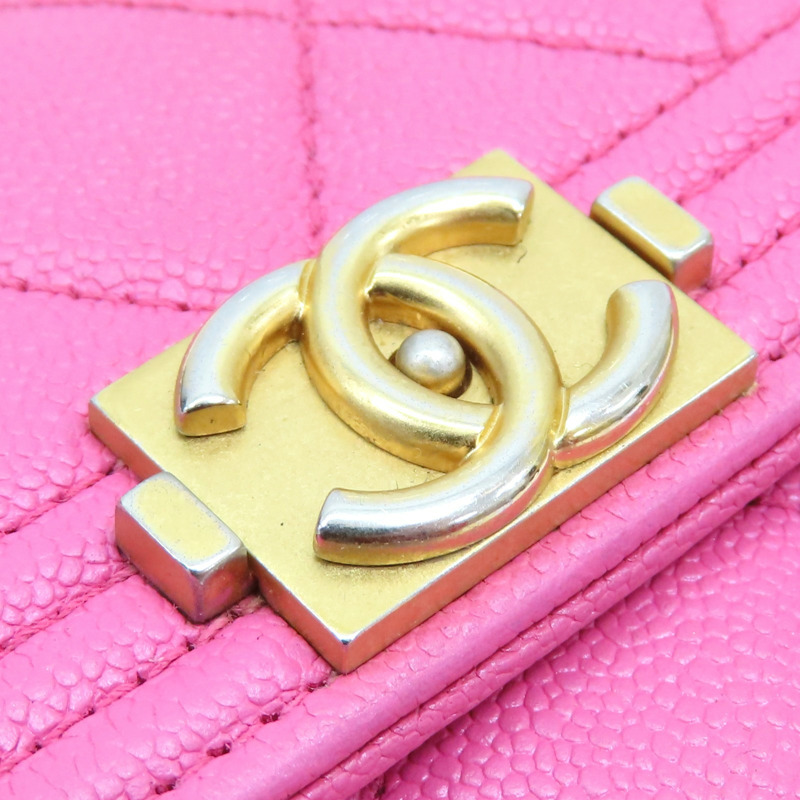 粉色 菱格紋 牛皮 flap card case 扣式短夾【CHANEL 香奈兒】 A80603 RR1520-12