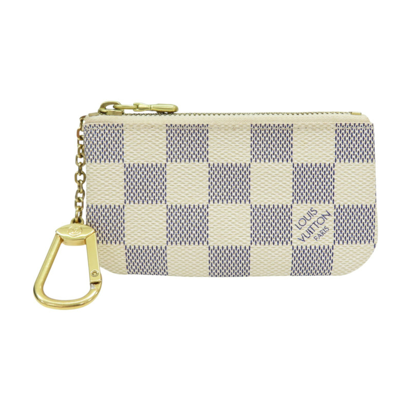 白色 棋盤格 帆布 拉鍊 鑰匙零錢包【LOUIS VUITTON LV 路易威登】 N62659-0