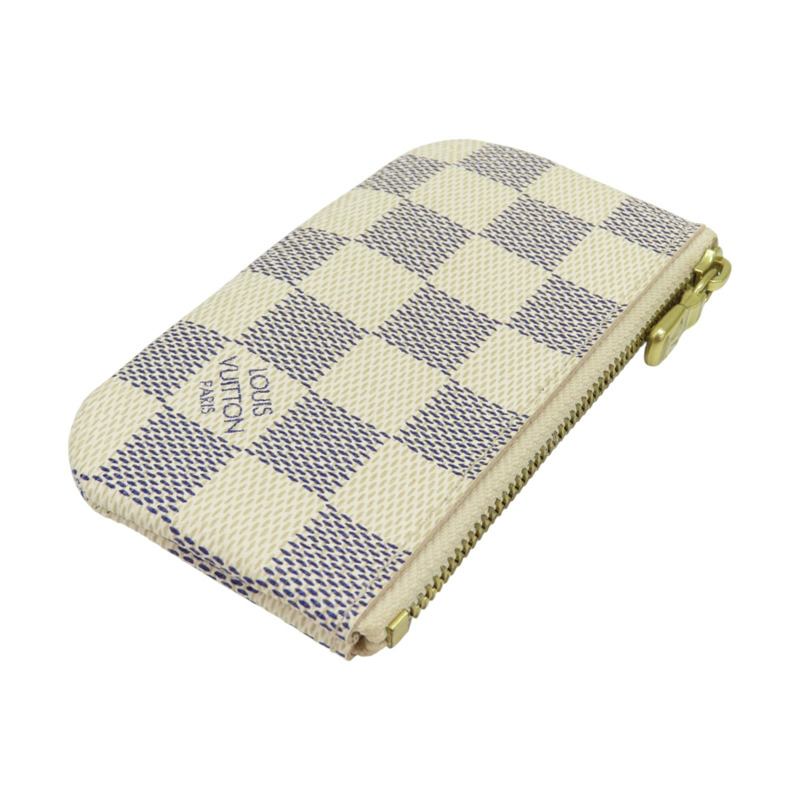 白色 棋盤格 帆布 拉鍊 鑰匙零錢包【LOUIS VUITTON LV 路易威登】 N62659-2