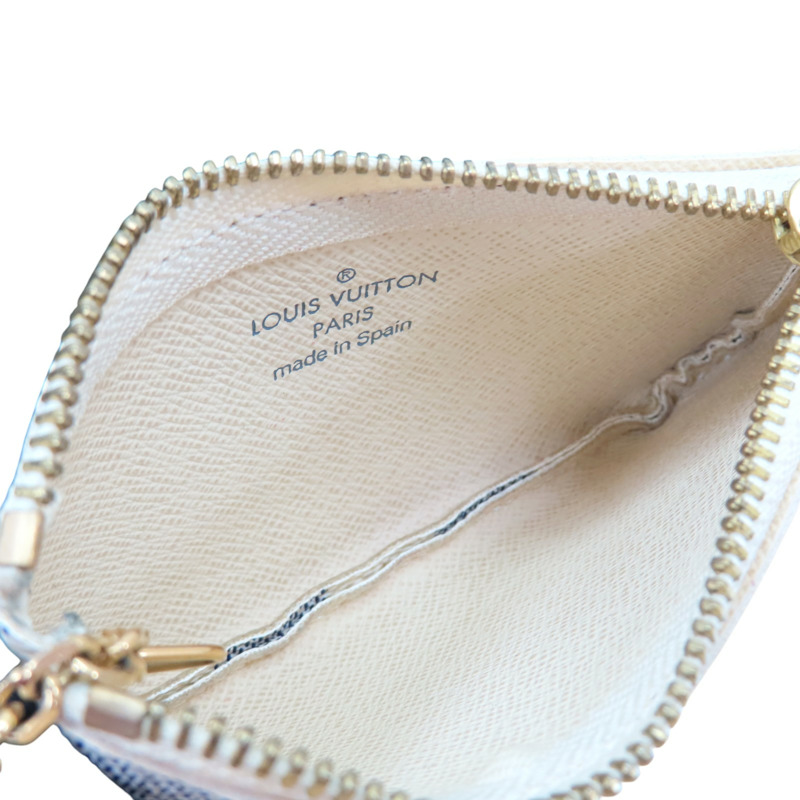 白色 棋盤格 帆布 拉鍊 鑰匙零錢包【LOUIS VUITTON LV 路易威登】 N62659-4