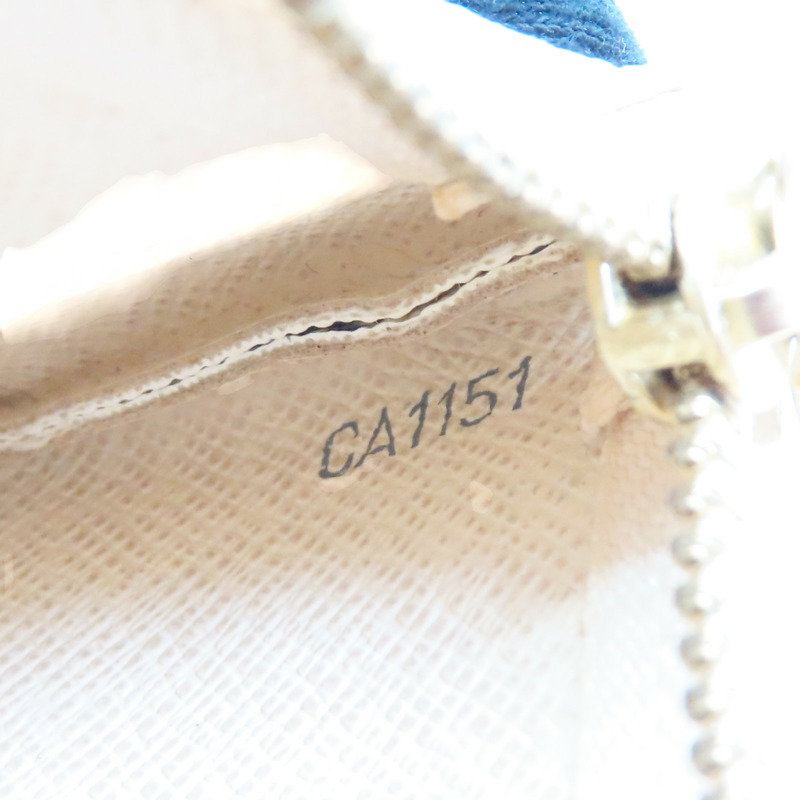 白色 棋盤格 帆布 拉鍊 鑰匙零錢包【LOUIS VUITTON LV 路易威登】 N62659-7