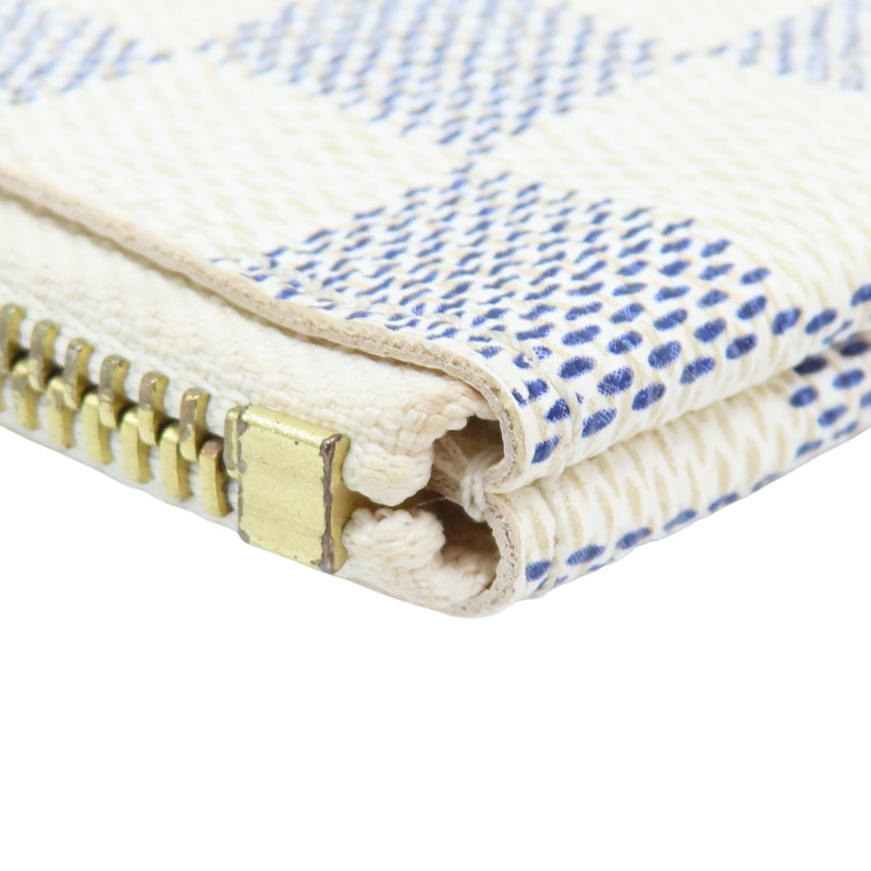 白色 棋盤格 帆布 拉鍊 鑰匙零錢包【LOUIS VUITTON LV 路易威登】 N62659-10