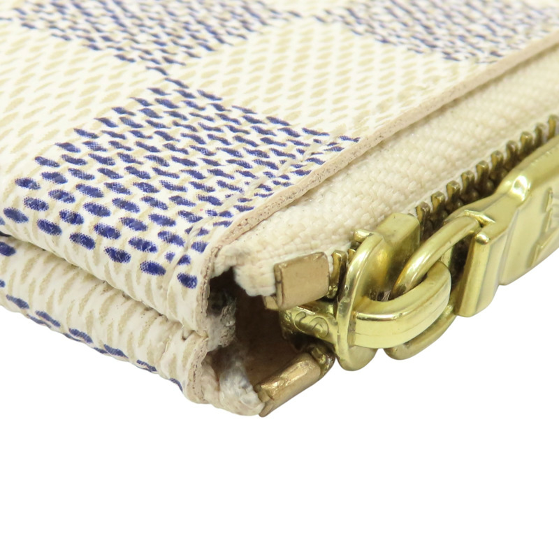 白色 棋盤格 帆布 拉鍊 鑰匙零錢包【LOUIS VUITTON LV 路易威登】 N62659-11