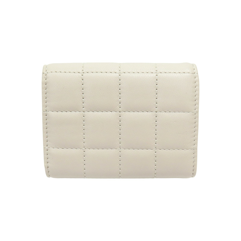 白色 牛皮mini wallet 兩折 扣式短夾【SAINT LAURENT YSL 聖羅蘭】 TGN787557-1