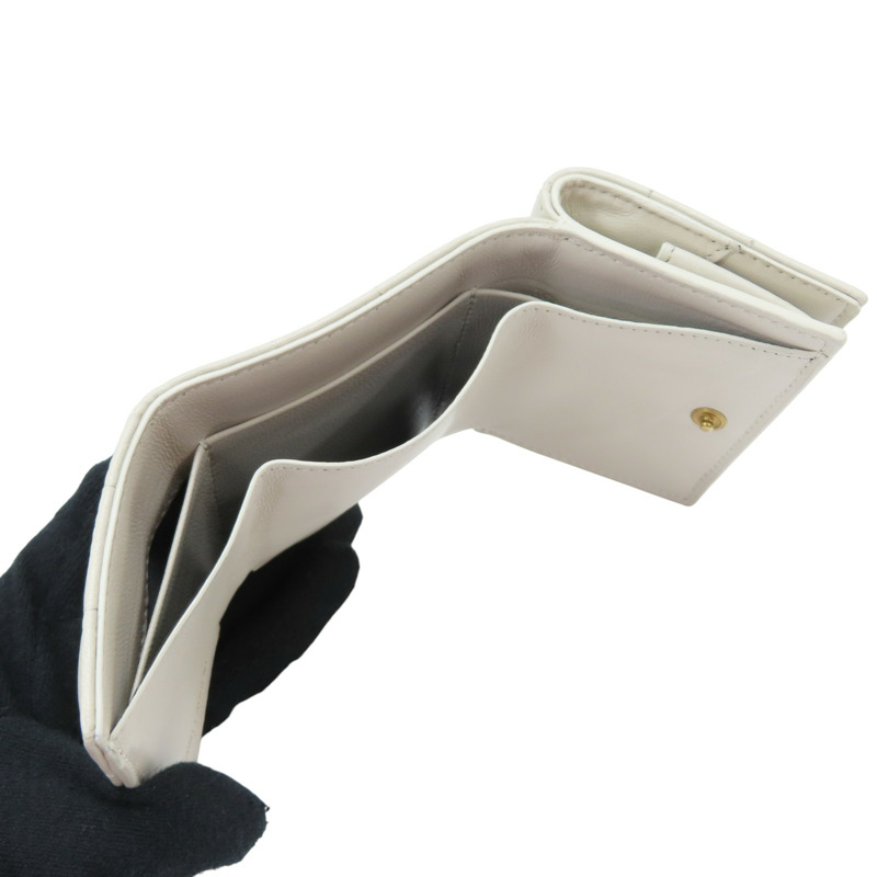 白色 牛皮mini wallet 兩折 扣式短夾【SAINT LAURENT YSL 聖羅蘭】 TGN787557-5