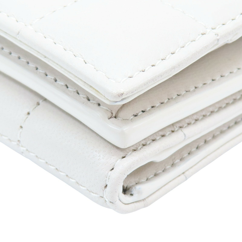 白色 牛皮mini wallet 兩折 扣式短夾【SAINT LAURENT YSL 聖羅蘭】 TGN787557-7