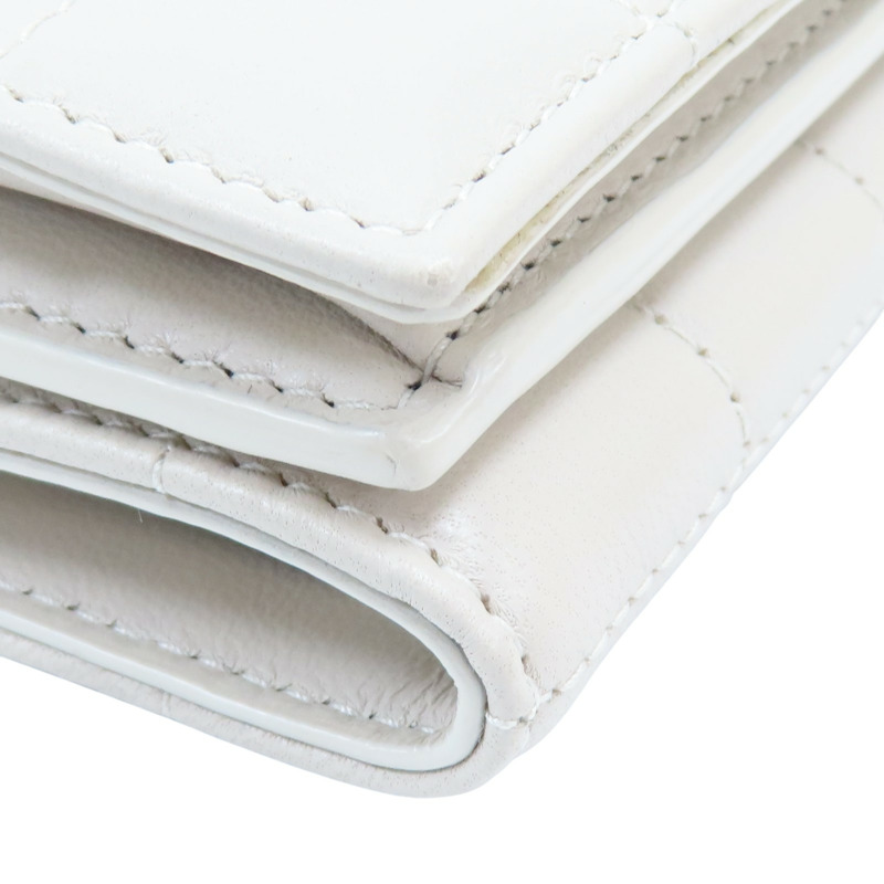 白色 牛皮mini wallet 兩折 扣式短夾【SAINT LAURENT YSL 聖羅蘭】 TGN787557-10