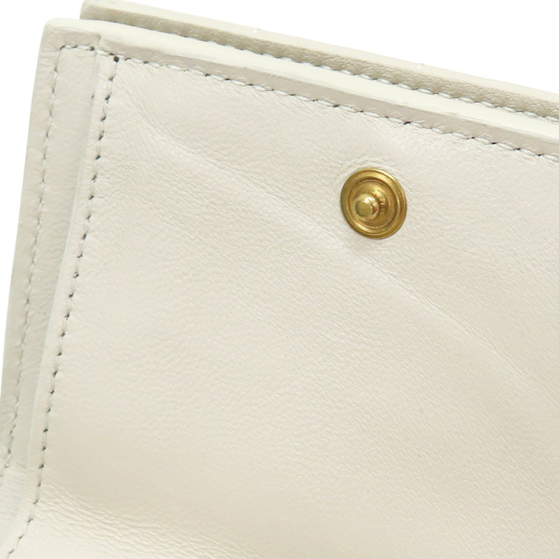 白色 牛皮mini wallet 兩折 扣式短夾【SAINT LAURENT YSL 聖羅蘭】 TGN787557-13