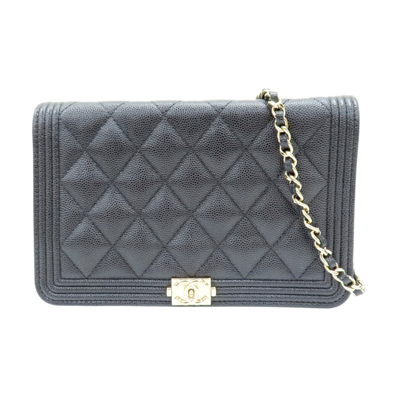 黑色 菱格紋 牛皮 Boy WOC 鏈帶肩背包【CHANEL 香奈兒】 AP0117-0