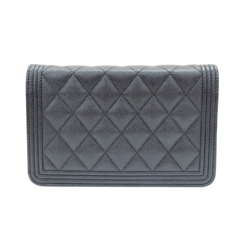 黑色 菱格紋 牛皮 Boy WOC 鏈帶肩背包【CHANEL 香奈兒】 AP0117-1