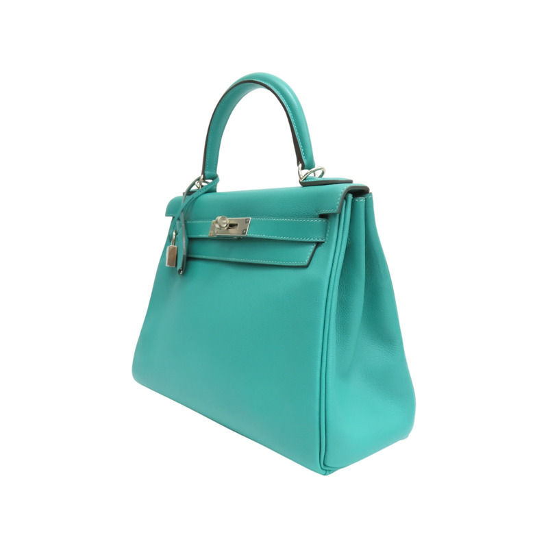 維羅納綠/普魯士藍 Evercolor牛皮 Kelly 28 凱莉包 兩用包 銀扣 D刻【HERMES 愛馬仕】-2