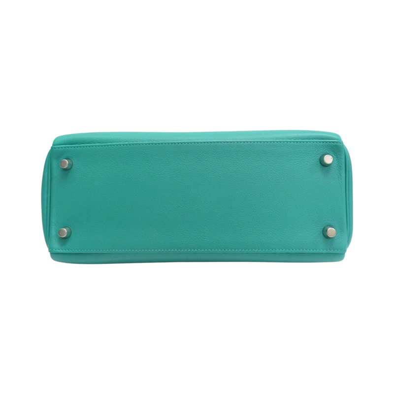 維羅納綠/普魯士藍 Evercolor牛皮 Kelly 28 凱莉包 兩用包 銀扣 D刻【HERMES 愛馬仕】-3