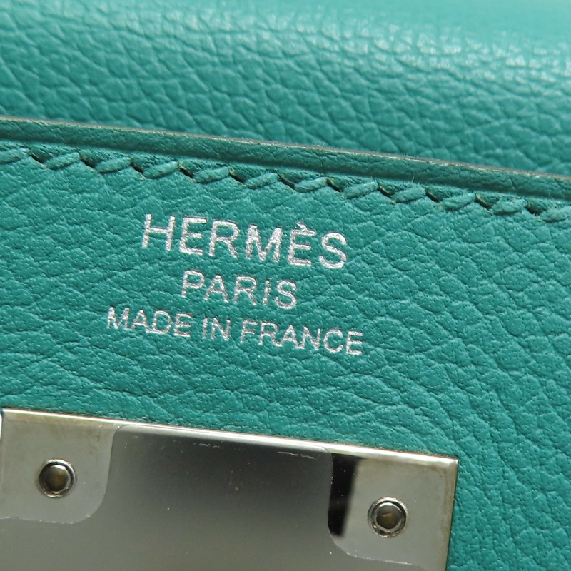 維羅納綠/普魯士藍 Evercolor牛皮 Kelly 28 凱莉包 兩用包 銀扣 D刻【HERMES 愛馬仕】-6
