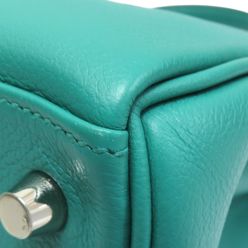 維羅納綠/普魯士藍 Evercolor牛皮 Kelly 28 凱莉包 兩用包 銀扣 D刻【HERMES 愛馬仕】-10