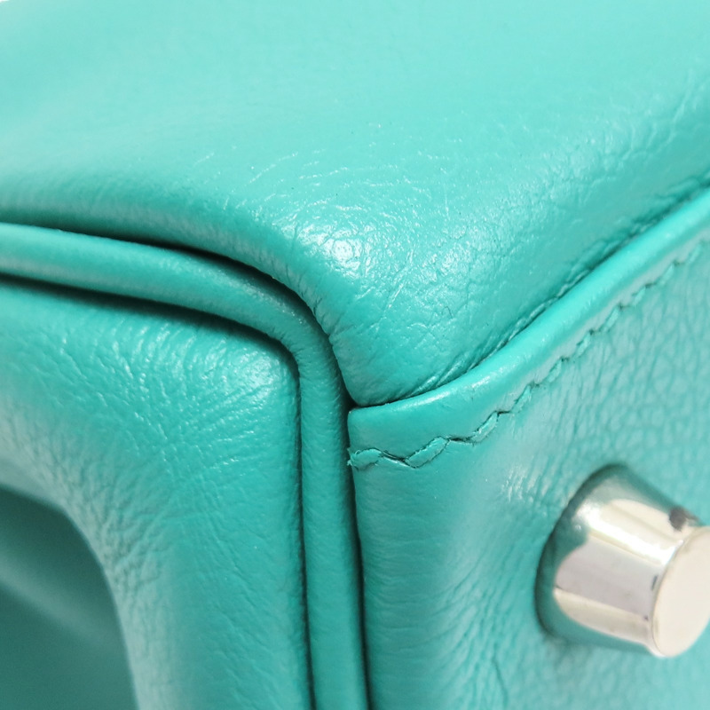 維羅納綠/普魯士藍 Evercolor牛皮 Kelly 28 凱莉包 兩用包 銀扣 D刻【HERMES 愛馬仕】-11