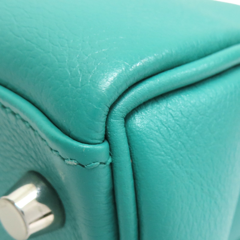 維羅納綠/普魯士藍 Evercolor牛皮 Kelly 28 凱莉包 兩用包 銀扣 D刻【HERMES 愛馬仕】-12