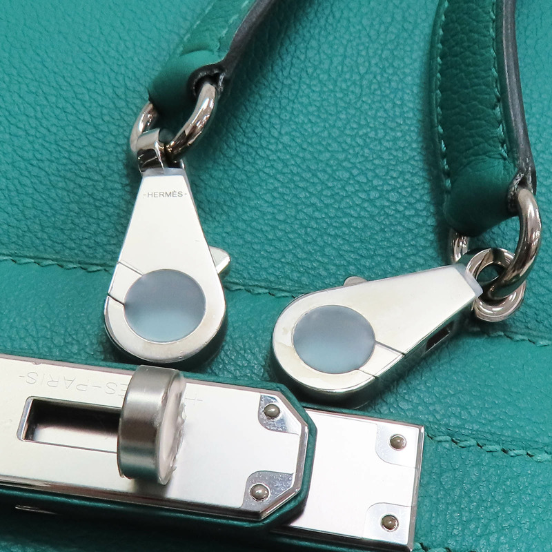 維羅納綠/普魯士藍 Evercolor牛皮 Kelly 28 凱莉包 兩用包 銀扣 D刻【HERMES 愛馬仕】-13