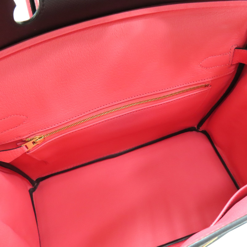 黑/洋紅玫瑰 Epsom牛皮 Birkin 30 柏金包 手提包 金釦 A刻【HERMES 愛馬仕】 H047694CZ00-4