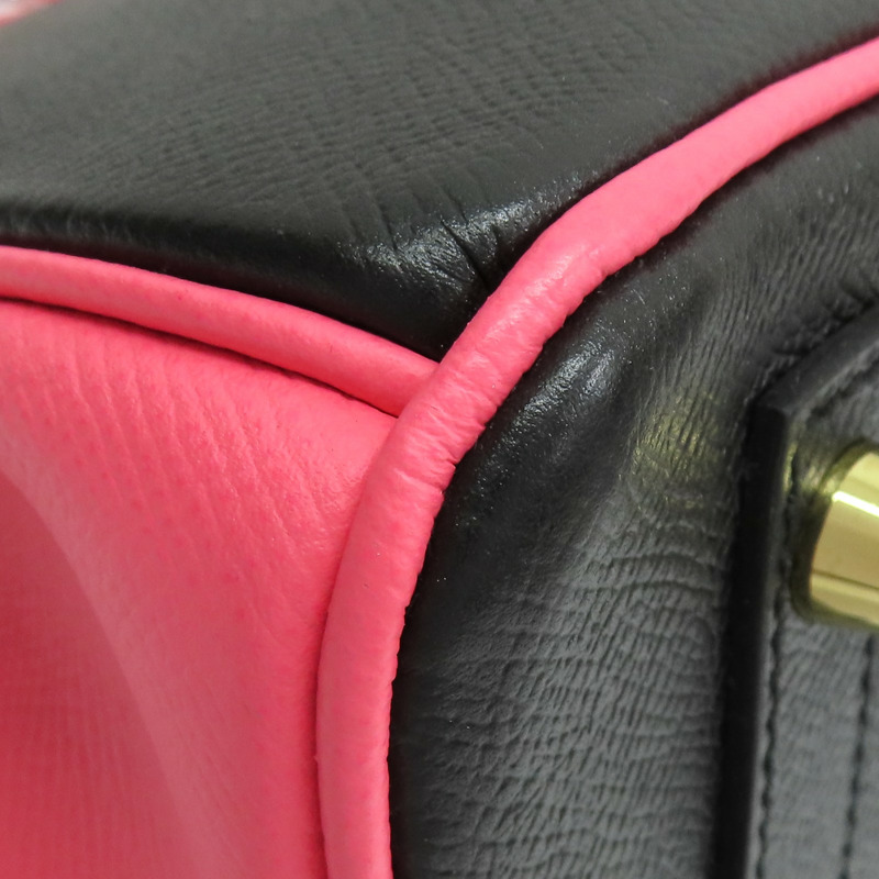 黑/洋紅玫瑰 Epsom牛皮 Birkin 30 柏金包 手提包 金釦 A刻【HERMES 愛馬仕】 H047694CZ00-12