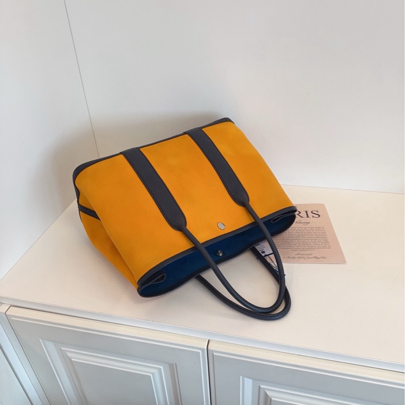 【98新🆕】Hermes 太陽黃拼藏藍配皮GardenParty Gp36花園包 手提包-3
