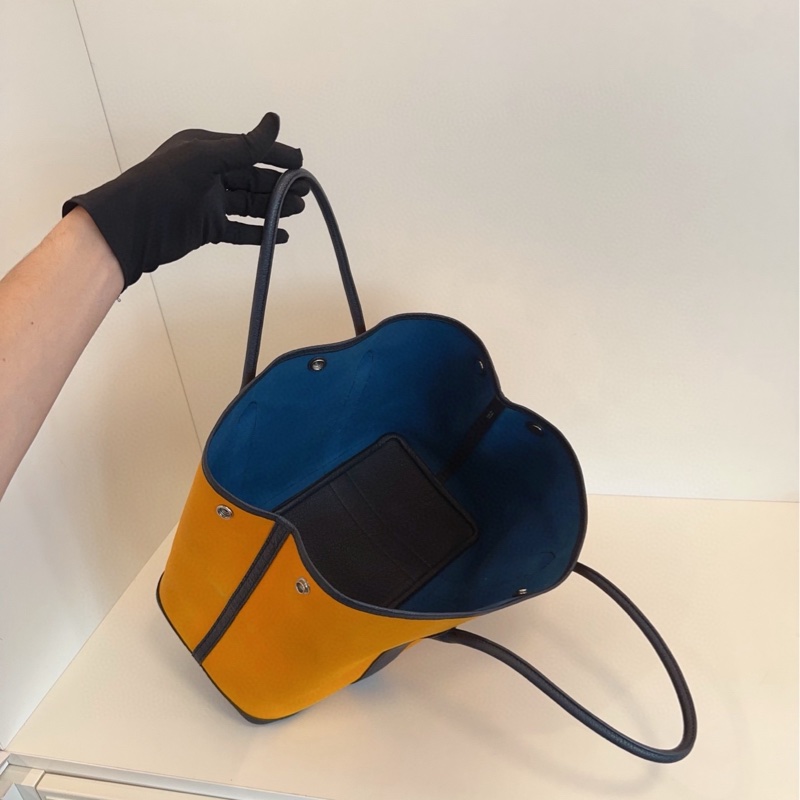 【98新🆕】Hermes 太陽黃拼藏藍配皮GardenParty Gp36花園包 手提包-6