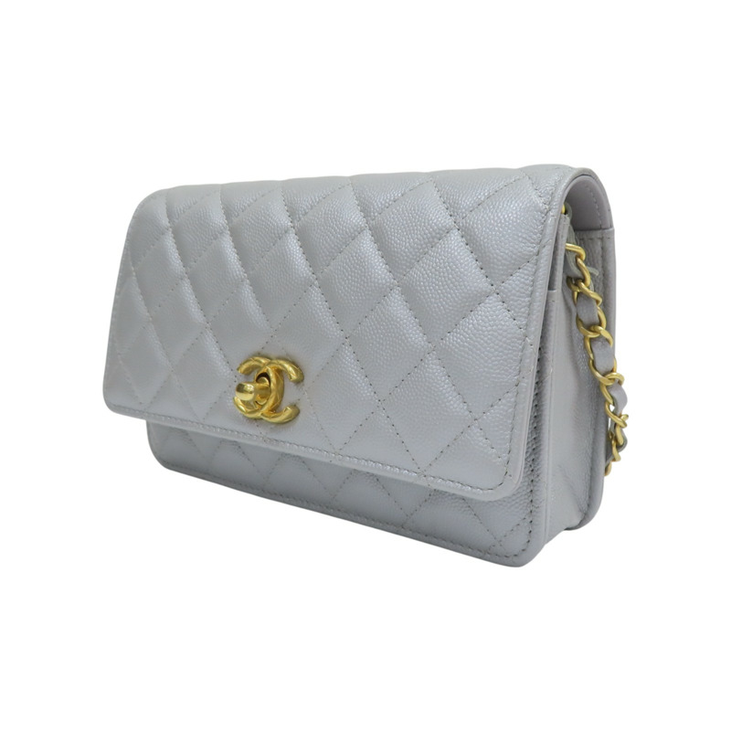灰色 荔枝紋 牛皮 WOC 鏈帶 肩背包【CHANEL 香奈兒】-2