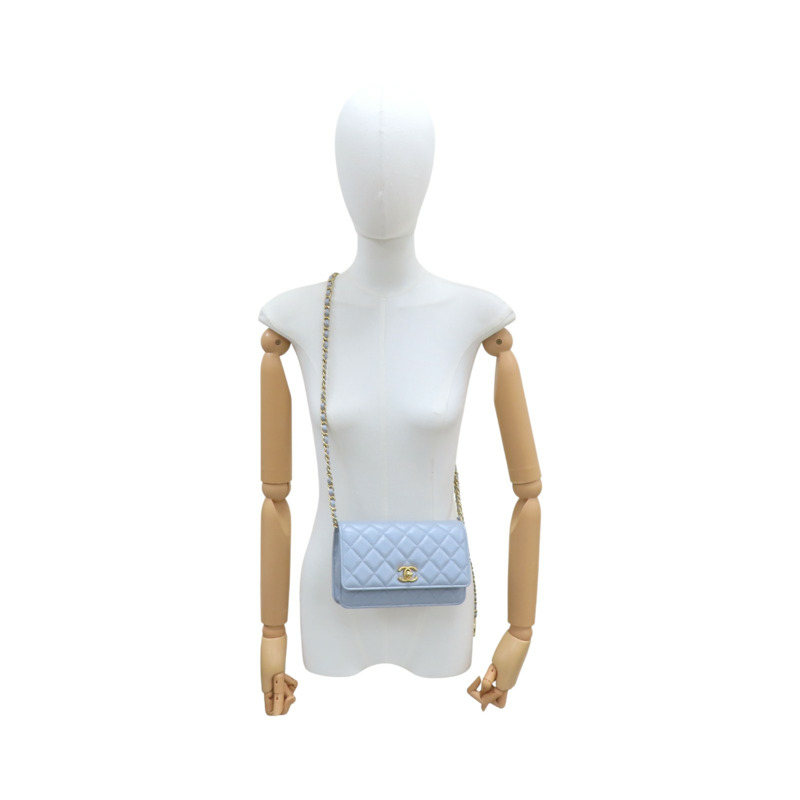 灰色 荔枝紋 牛皮 WOC 鏈帶 肩背包【CHANEL 香奈兒】-15