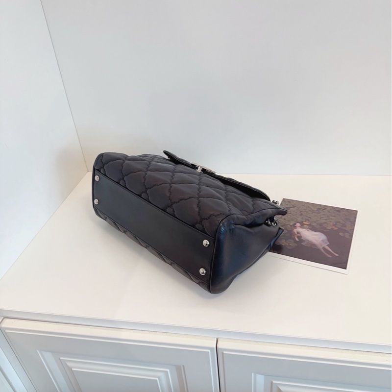 【98新🆕】Chanel 黑銀琺瑯扣大雙C翻蓋機場包 鏈條郵差包 單肩包-5