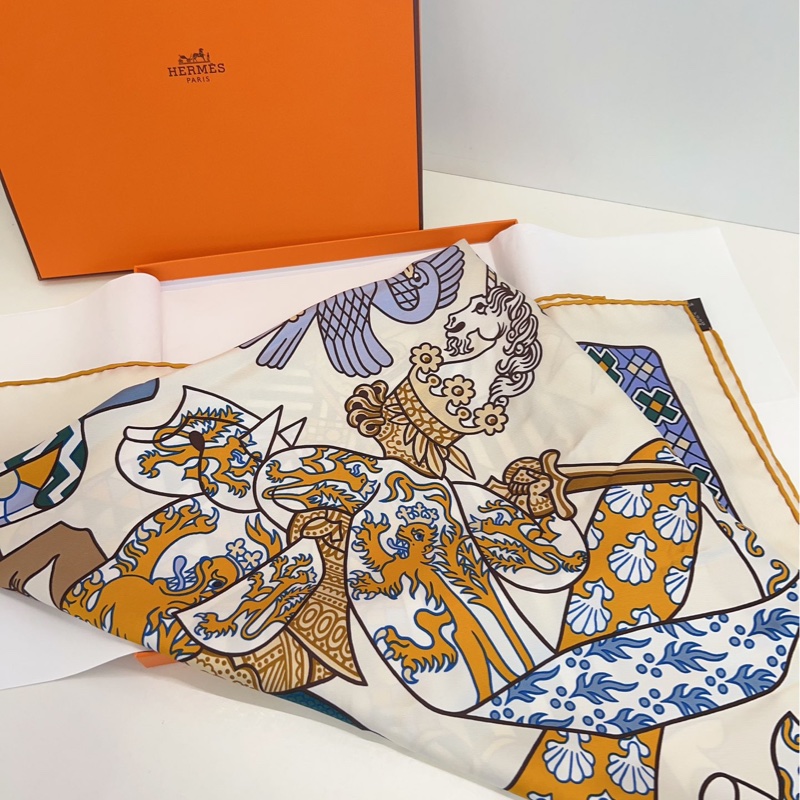【閒置帶盒🆕】Hermes 小爆款💥夢幻對決 100%桑蠶絲絲巾/方巾-6