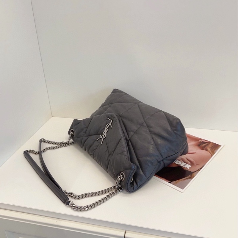 【98新🆕】YSL LouLou Purffer泡芙雲朵鏈條包 瀝青灰大號 單肩包-7
