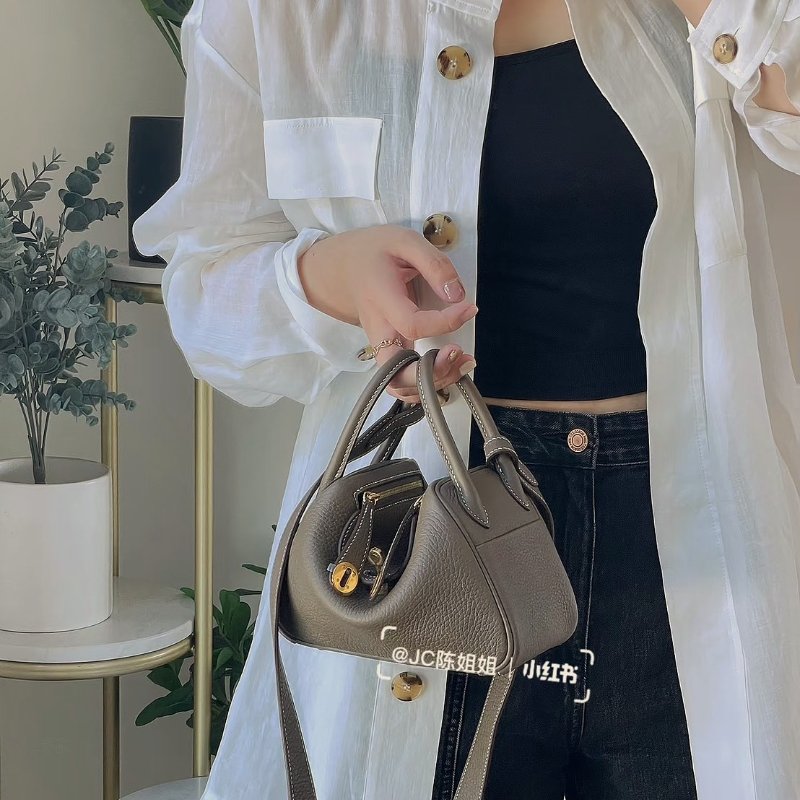 HERMES Mini lindy - 灰金 Y-9