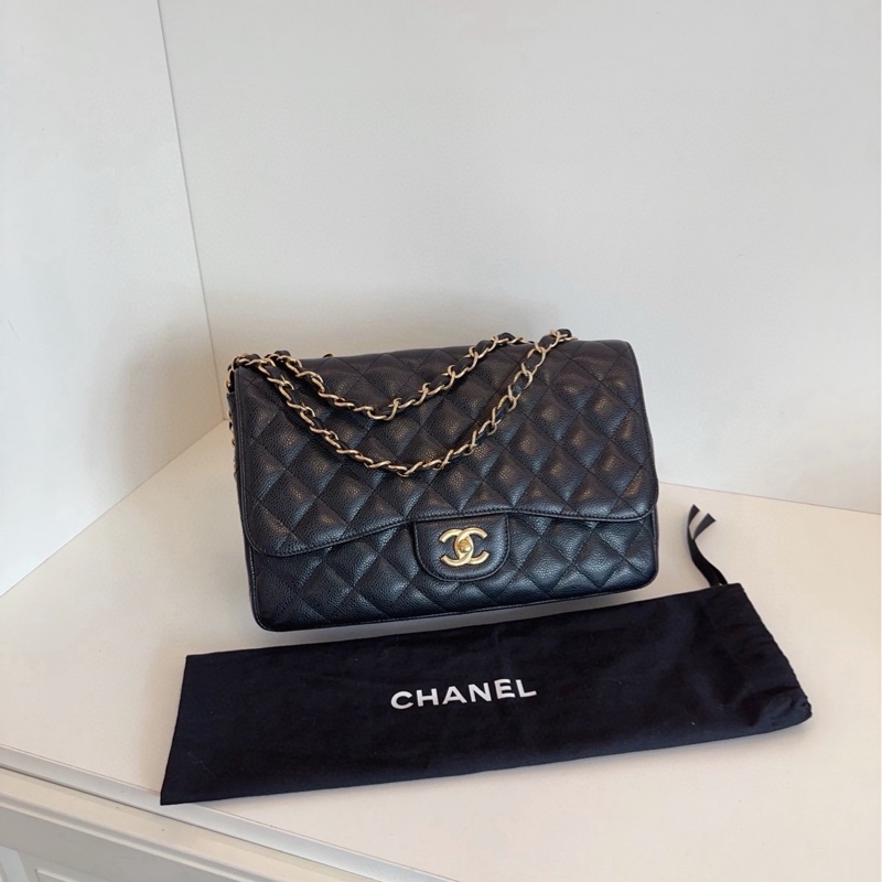 【98新🆕】Chanel CF Jumbo黑金魚子醬珍寶 超絕大氣場可流浪背 單肩包-0
