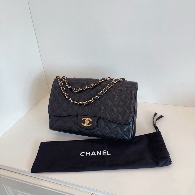 【98新🆕】Chanel CF Jumbo黑金魚子醬珍寶 超絕大氣場可流浪背 單肩包-1