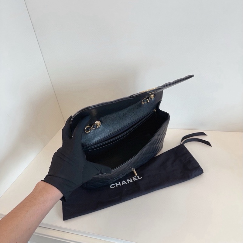 【98新🆕】Chanel CF Jumbo黑金魚子醬珍寶 超絕大氣場可流浪背 單肩包-6