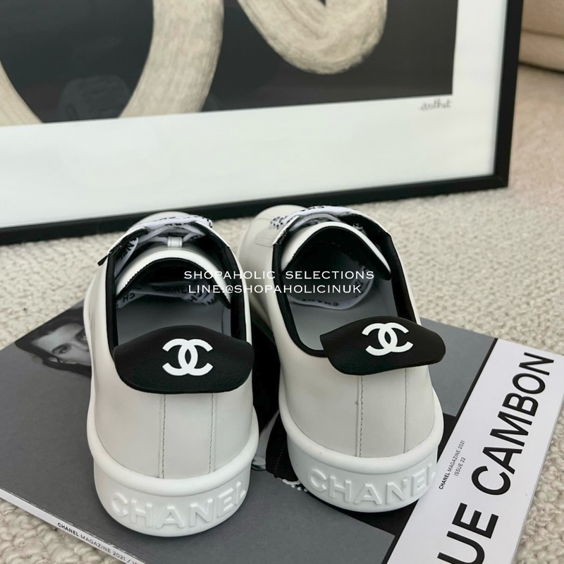 Chanel 字母鞋帶皮革小白鞋36號-4