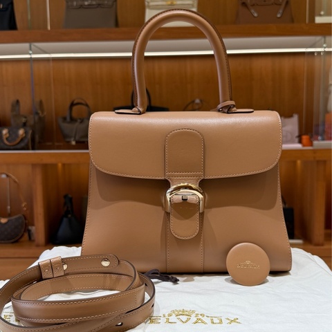 Delvaux Brillant MM 淺奶茶色牛皮兩用包