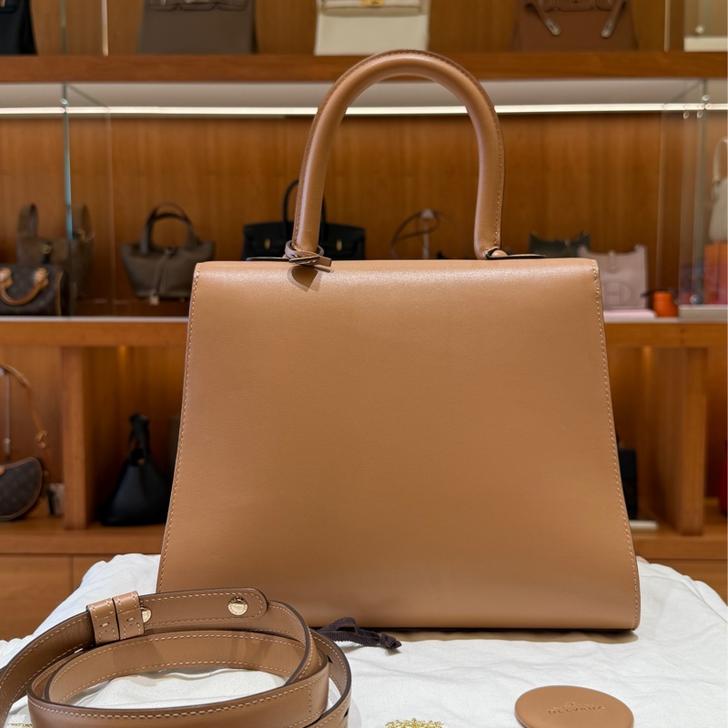 Delvaux Brillant MM 淺奶茶色牛皮兩用包-1