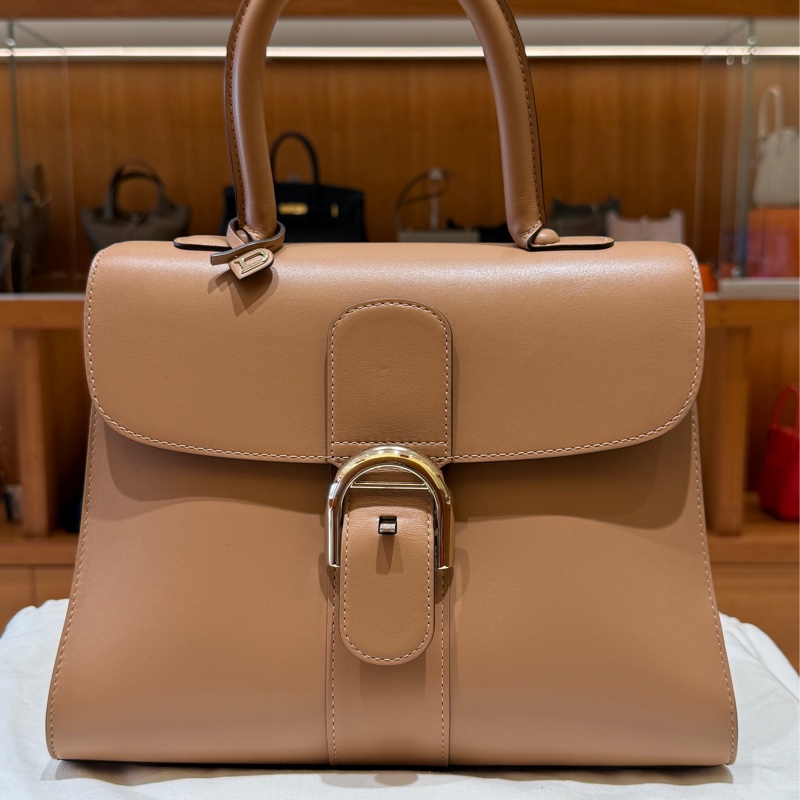 Delvaux Brillant MM 淺奶茶色牛皮兩用包-5