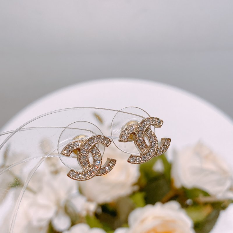 TW4625 Chanel 香奈兒 經典迷你雙C Logo淡金耳環 Classic CC Logo 1.2cm Earrings Crystal x GHW-2