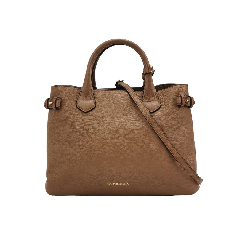 Burberry The Banner班納中號牛皮帆布純色字母Logo雙搭扣斜挎包-0