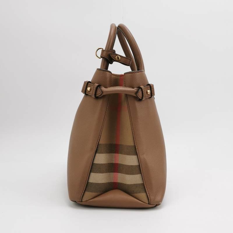 Burberry The Banner班納中號牛皮帆布純色字母Logo雙搭扣斜挎包-2