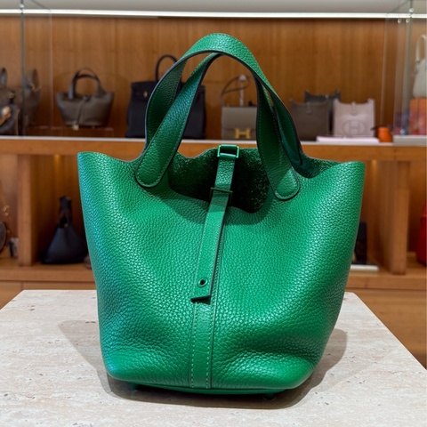 愛馬仕 Hermes Picotin 菜籃子包 綠色五金 綠色