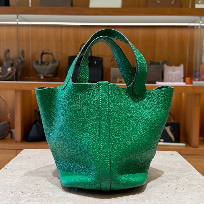 愛馬仕 Hermes Picotin 菜籃子包 綠色五金 綠色-1