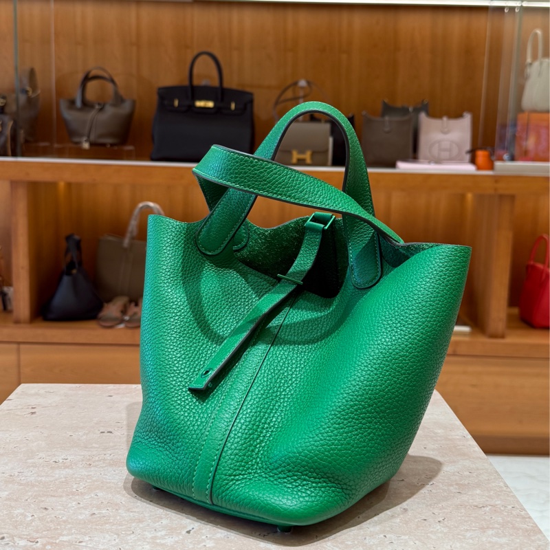 愛馬仕 Hermes Picotin 菜籃子包 綠色五金 綠色-2