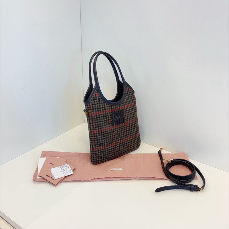 【閒置品🆕】MiuMiu24日本限定千鳥格紋毛呢mini Ivy 迷你單肩包-2
