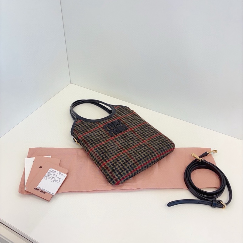 【閒置品🆕】MiuMiu24日本限定千鳥格紋毛呢mini Ivy 迷你單肩包-5