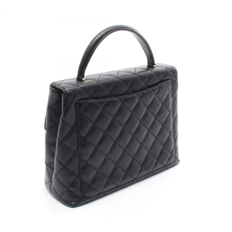 香奈兒 (CHANEL) Matelasse 手提包，粒面小牛皮，黑色，二手，女士，金色五金-1