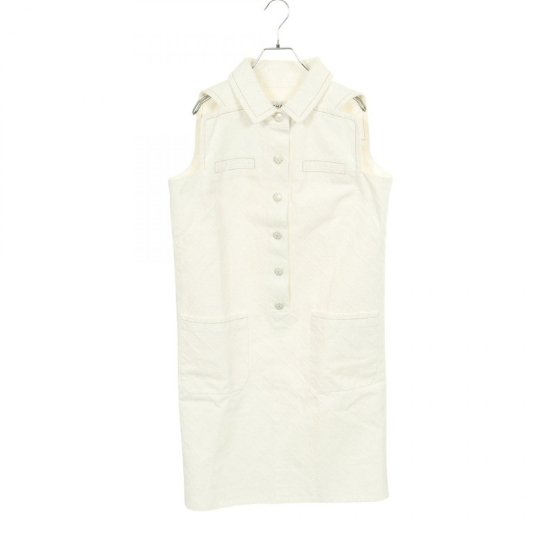 香奈兒 COCO Mark 32 RUE CAMBON 連結牛仔連身裙 #42 P60799V45888 棉二手-0